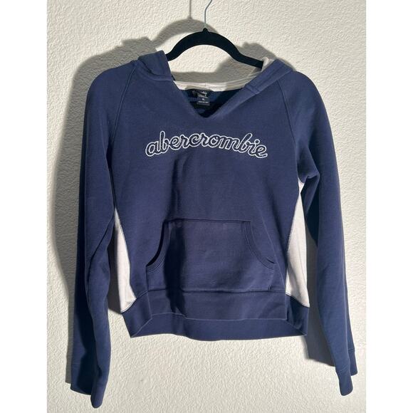 Juniors XL Abercrombie & Fitch Old School Navy Blue & Grey Hoodie - Picture 1 of 4